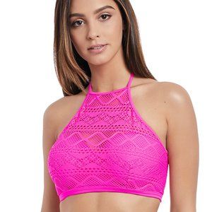 Freya Pink Mesh High Neck Bikini Top